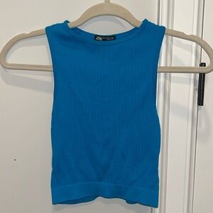Zara Blue Crop Top (With Rib-Side Openings)